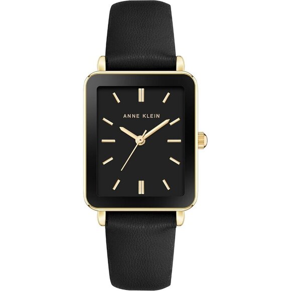 Women\'s Strap Watch Black Faux Leather Gold Dial Mineral Crystal main image 4